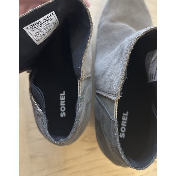 Sorel Womens Green Suede Leather Ankle Boots Zip Up Joan of Arctic Chelsea Sz 11 - Picture 12 of 13